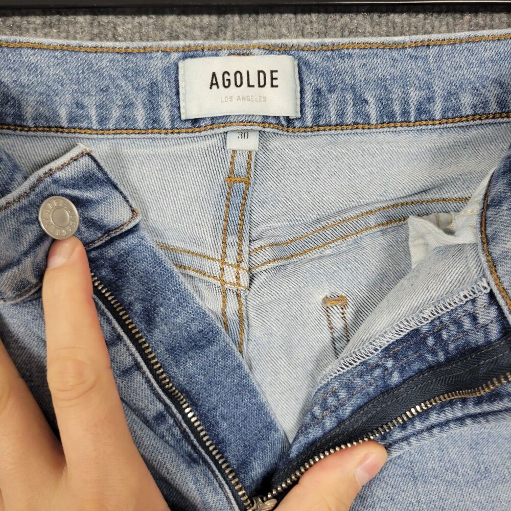 AGOLDE Willow Mid Rise Slim Crop Stretch Denim Blue Jeans Organic Cotton SIZE 30 - Picture 5 of 13